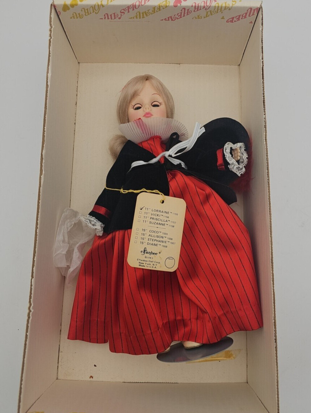 Effenbee Vintage 1983 Black Grande Dame Lorraine 11" Doll # 1155 Original Tag